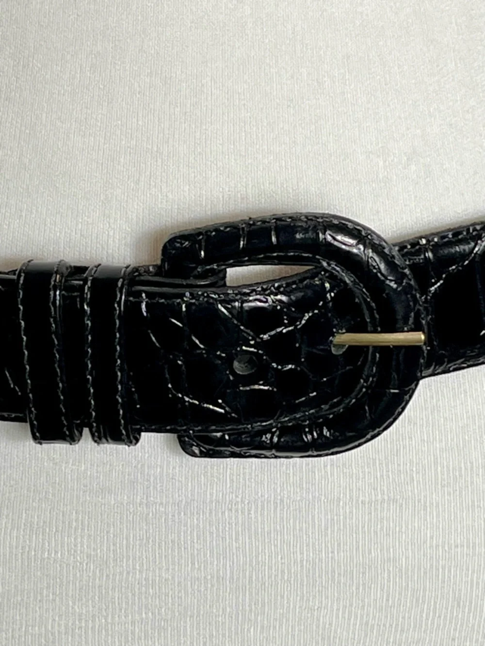 Nordstrom Black Alligator Grain Leather Belt Women’s L 32 Vintage Pristine